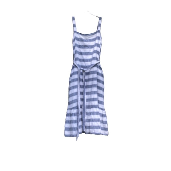 Theodore & Chelsea Blue/White Striped Ruffled Bottom Belted Sundress Sz Medium - Picture 14 of 14